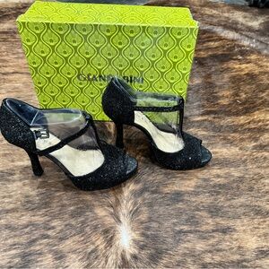 Gianni Bini Black Glitter Heels